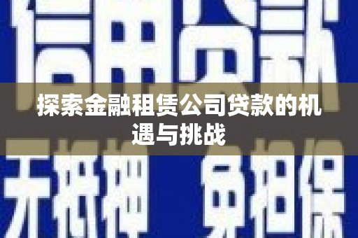 淡水探索金融租赁公司贷款的机遇与挑战
