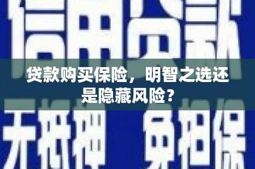 淡水贷款购买保险，明智之选还是隐藏风险？