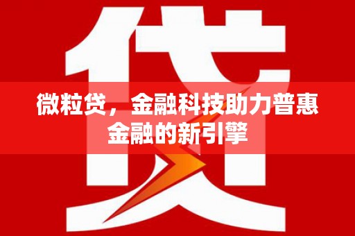 淡水微粒贷，金融科技助力普惠金融的新引擎
