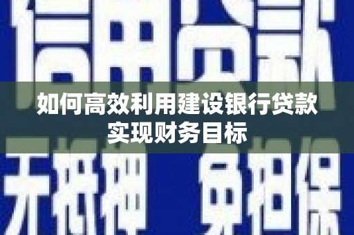 淡水如何高效利用建设银行贷款实现财务目标