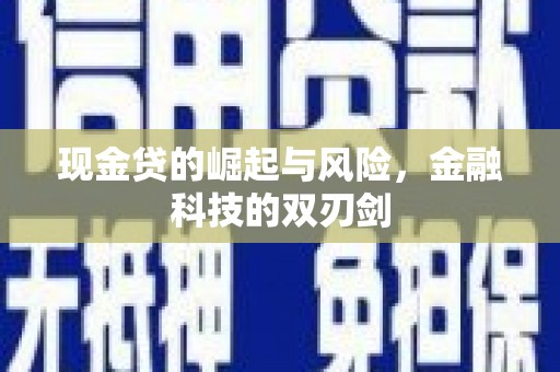 淡水现金贷的崛起与风险，金融科技的双刃剑