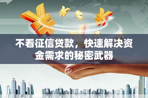 淡水不看征信贷款，快速解决资金需求的秘密武器