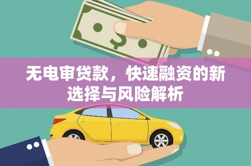 淡水无电审贷款，快速融资的新选择与风险解析