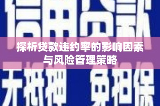 淡水探析贷款违约率的影响因素与风险管理策略