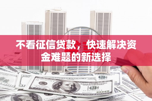 淡水不看征信贷款，快速解决资金难题的新选择