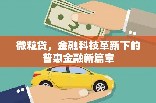 淡水微粒贷，金融科技革新下的普惠金融新篇章