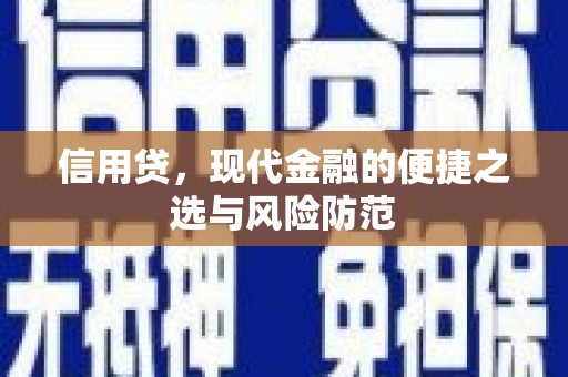 淡水信用贷，现代金融的便捷之选与风险防范